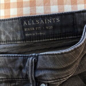 All Saints Biker Ankle Slim Fit Jean Faded Grey Moto Excellent Condition
